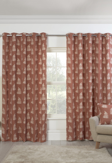 Esher Eyelet, Terracotta - Ready Made Curtains